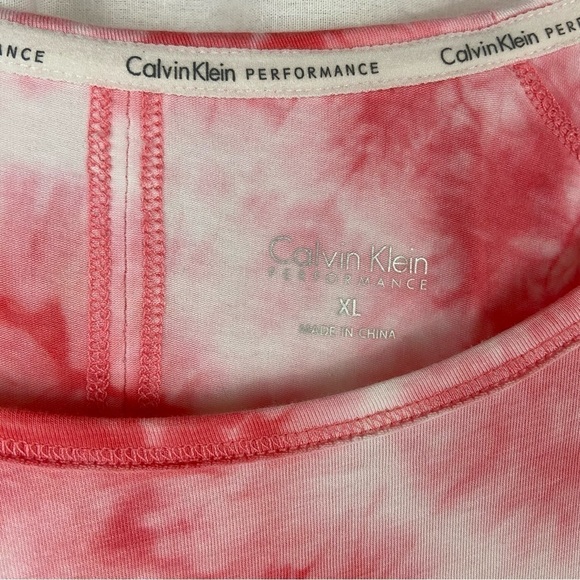 Calvin Klein CK Performance Activewear Pink & White Tie Dye Top Size Extra Large - Picture 3 of 11